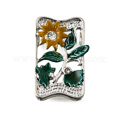 Brass Crystal Rhinestone Rectangle with Flower Multi-Strands Links&nbsp;KK-P306-19P