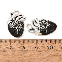 合金エナメルチャーム  アンティークシルバー  ハート  25x15.5x4mm  穴：2.5mm&nbsp;ENAM-Q503-01AS-05-1