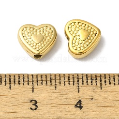304ステンレススチールビーズ  ハート  ゴールドカラー  8x9x3.5mm  穴：1.5mm&nbsp;STAS-I305-159G