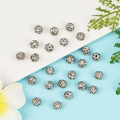真鍮製のラインストーンビーズ  カドミウムフリー＆鉛フリー  グレードA  白金金属色  ラウンド  クリスタル  6mm  穴：1mm&nbsp;RB-A011-6mm-01P