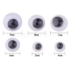 Black Wiggle Eye Need Glue on Round Moving Wobbly Googly Eyes 4-9mm&nbsp;KY-PH0001-01