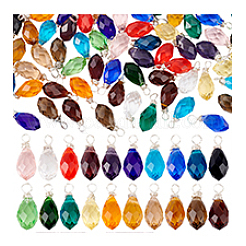 120 個 20 色のガラスペンダント  銅線と  ティアドロップ  ミックスカラー  18mm  穴：2.5mm  6個/カラー&nbsp;PALLOY-PH01677