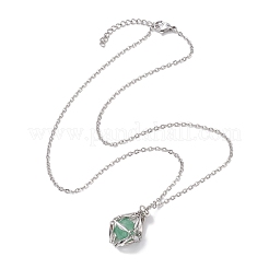 Crystal Stone Cage Pendant Necklaces&nbsp;NJEW-JN04758-01