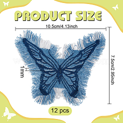 12Pcs Butterfly Denim Embroidery Lace Sewing Ornaments&nbsp;DIY-BC0017-91