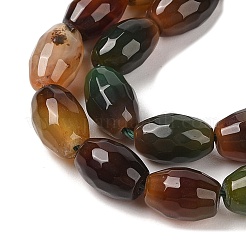 天然石瑪瑙ビーズ連売り  染め＆加熱  多面カット  オーバル  キャメル  12x7.5~8mm  穴：1.2mm  約32個/連  14.96''（38センチメートル）&nbsp;G-Q194-B01-01I