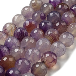 Faceted Natural Agate Beads Strands&nbsp;G-F447-12mm-K01