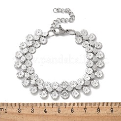 304 Stainless Steel Flower Link Chain Bracelets for Women&nbsp;BJEW-F488-21P-03