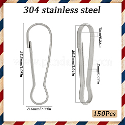 304ステンレススチール製プッシュゲートスナップキーチェーン留め具150個  ステンレス鋼色  25.5x8.5x2mm&nbsp;STAS-SP0001-87