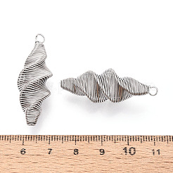 304ステンレスペンダント  ねじれた螺旋チャーム  ステンレス鋼色  37.5x13x13mm  穴：2.5mm&nbsp;STAS-T073-77P