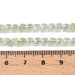 天然石プレナイトビーズ連売り  グレードAA  多面カット  キューブ  4~5x4~5x4~5mm  穴：0.8mm  約92~105個/連  14.96~15.35インチ（38~39cm）&nbsp;G-N342-125