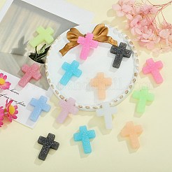 光るシリコンビーズ1セット  DIYの看護ネックレス用  ミックスカラー  暗闇で光るビーズ  クロス  29x22.5x6mm  穴：2mm&nbsp;SIL-SZ0002-94B