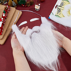 布製の人工眉毛と口ひげ  クリスマス サンタクロース コスプレ アクセサリー  ホワイト  15~16x57x1mm&nbsp;DIY-WH0591-239
