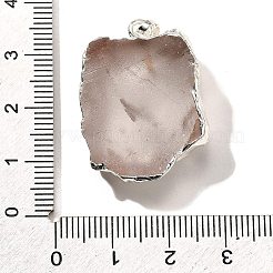 天然染色された原石の水晶ペンダント  ナゲットチャーム  真鍮パーツ  銀色のメッキ  ホワイト  21~45x18~39x8~19mm  穴：7x4.5mm&nbsp;G-G895-05S-01