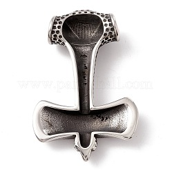 304ステンレスペンダント  i字型  アンティークシルバー  63x41x8mm  穴：8mm&nbsp;STAS-M299-24AS