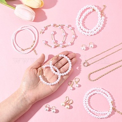 Plastic Imitation Pearl & Shell Pearl Earrings&nbsp;SJEW-FS0001-02