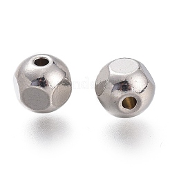 変色しにくい304ステンレススチールビーズ  多面カット  ラウンド  ステンレス鋼色  6mm  穴：1.5mm&nbsp;STAS-O130-01A
