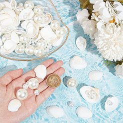 DIY Imitation Pearl Round & Natural Shell Beads Jewelry Making Finding Kit&nbsp;DIY-SC0024-61