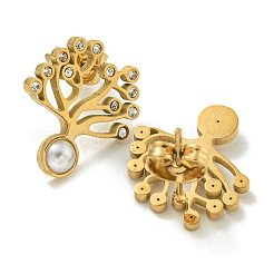 Ion Plating(IP) 304 Stainless Steel & Rhinestone & ABS Plastic Pearl Stud Earrings&nbsp;EJEW-G400-05G