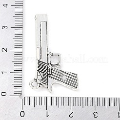 チベットスタイル合金拳銃/ピストルペンダント  カドミウムフリー＆鉛フリー  アンティークシルバー  34.7x20x4mm  穴：2.5mm&nbsp;X-TIBEP-Q043-128-RS