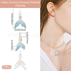10Pcs Brass Micro Pave Cubic Zirconia Pendants&nbsp;KK-BBC0020-40