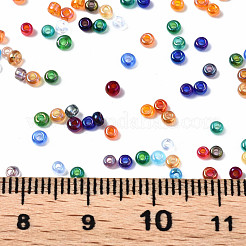 ガラスラウンドシードビーズ  透明色の虹  丸い穴  カラフル  2~2.5x1.5~2mm  穴：0.8mm  約450g /ポンド&nbsp;SEED-S057-J-M