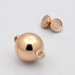 ループ付き丸型304ステンレススチール製マグネット留め具  ローズゴールド  21~22x14mm  穴：2mm&nbsp;STAS-N014-03-14mm