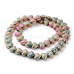 電気メッキガラスビーズセット  ハート  蘭  13x15mm  穴：1.2mm  約50個/連  25.59''（65センチメートル）&nbsp;EGLA-R114-02A-FP01