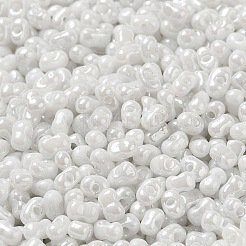 ガラスシードビーズ  ピーナッツ  ホワイト  3.5~4x2~2.5x2~2.3mm  穴：0.8mm  約8000個/ポンド&nbsp;SEED-K009-02A-10