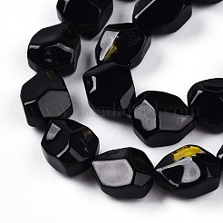 ミッレフィオーリガラスビーズ連売り  ナゲット  多面カット  ブラック  12x9.3x6.5~7mm  穴：0.9mm  約50個/連  23.62''（60センチメートル）&nbsp;GLAA-T023-35A