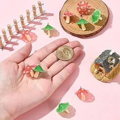 10個2色プラスチックペンダント  アクリルと金メッキの真鍮ループ付き  キノコ  ミックスカラー  23x22~23mm  穴：1.5mm  5個/カラー&nbsp;KY-FS0001-34B