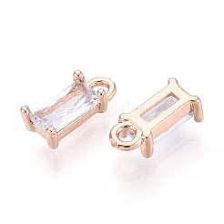 クリアガラスチャーム  真鍮パーツ  多面カット  長方形  ライトゴールド  アリスブルー  8.5x4x3mm  穴：1mm&nbsp;GLAA-T007-13H
