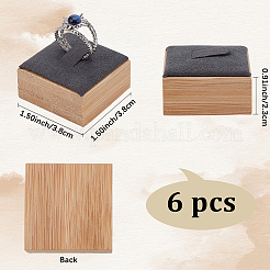 正方形の木製シングルリングディスプレイスタンド  ベルベットマット付き  スレートグレイ  3.8x3.8x2.3cm&nbsp;RDIS-WH20001-01