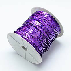 プラスチックスパンコールビーズ  スパンコールビーズ  装飾アクセサリー  フラットラウンド  青紫色  6mm  約100ヤード/ロール&nbsp;PVC-Q084-6mm-50128