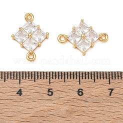 真鍮舗装クリアキュービックジルコニアコネクタチャーム  菱形リンク  18KGP本金メッキ  17.5x12.5x3.5mm  穴：1.2mm&nbsp;CU-CBAB0CF-03G
