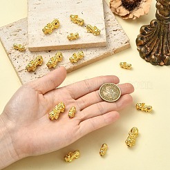 15 個 3 スタイル合金ビーズ  中国語キャラクターカイとピクシー  ゴールドカラー  15~25x7~12x7~10mm  穴：2~3mm  5個/スタイル&nbsp;FIND-YW0010-56