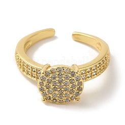 Rack Plating Brass Micro Pave Clear Cubic Zirconia Cuff Ring&nbsp;RJEW-P104-05G