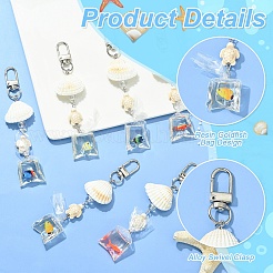 6Pcs Dyed Synthetic Turquoise & Alloy & Shell Pendant Decorations&nbsp;HJEW-YW00476