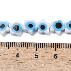 手作りナザールボンジュウランプワークビーズ連売り  スター  ホワイト  8x8x3~3.5mm  穴：0.6mm  約48~49個/連  13.19~13.86''（33.5~35.2センチメートル）&nbsp;LAMP-G166-02A