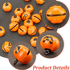 ハロウィンかぼちゃベル20個  オレンジ  18.5x18.5x17mm  穴：2mm&nbsp;KKB-GF0001-01