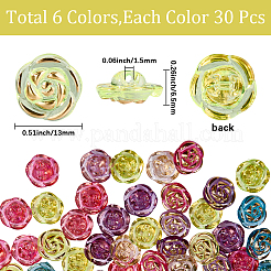 180Pcs 6 Colors Transparent Acrylic Buttons&nbsp;DIY-CY0002-02