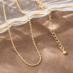 女性用1mm真鍮ボールチェーンネックレス  ニッケルフリー  18KGP本金メッキ  18.50インチ（47cm）&nbsp;NJEW-Q351-01G