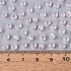 FGBグレードA透明ガラスシードビーズ  ロンデル  暗闇で光る  中央染め  多面カット  オールドローズ  4x3mm  穴：1.2~1.6mm  約6081個/ポンド&nbsp;SEED-Q040-03A-04