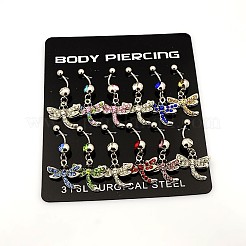 Mixed 316L Surgical Stainless Steel Dangle Belly Button Rings&nbsp;AJEW-P003-M