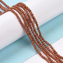 合成ゴールドストーン金砂石ビーズ連売り  多面カット  ラウンド  2x2mm  穴：0.5mm  約180~190個/連  36.5~37cm&nbsp;G-E591-06A