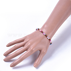 Polymer Clay Heishi Beads Beads Stretch Bracelets&nbsp;BJEW-JB04452-M