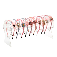 アクリルヘッドバンドオーガナイザーディスプレイスタンド  7個の柱付き  透明  30x1x20cm&nbsp;OHAR-PW0001-134A