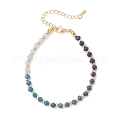 Brass & Dyed Natural Malaysia Jade Rondelle Beaded Bracelets for Women&nbsp;BJEW-JB13323-03
