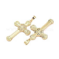 Brass Micro Pave Cubic Zirconia Pendants&nbsp;KK-K408-27G
