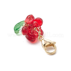 ガラスの花のペンダント装飾  ステンレススチール製ロブスタークロウ留め金304個付き  クリムゾン  39.5mm&nbsp;HJEW-MZ00206-05