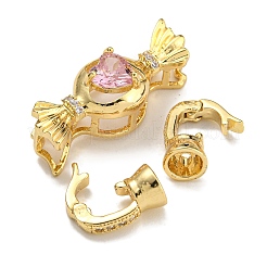 Brass Micro Pave Cubic Zirconia Fold Over Clasps&nbsp;KK-U037-41G-02